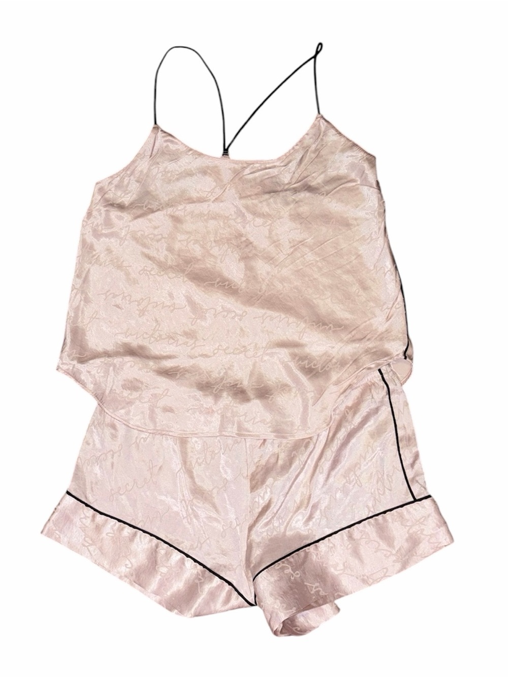 Silky Pink Lace-Texture Cami & Short Sleep Set